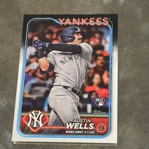 Topps Yankees Austin Wells Rookie Card with Gray and Blue Accents